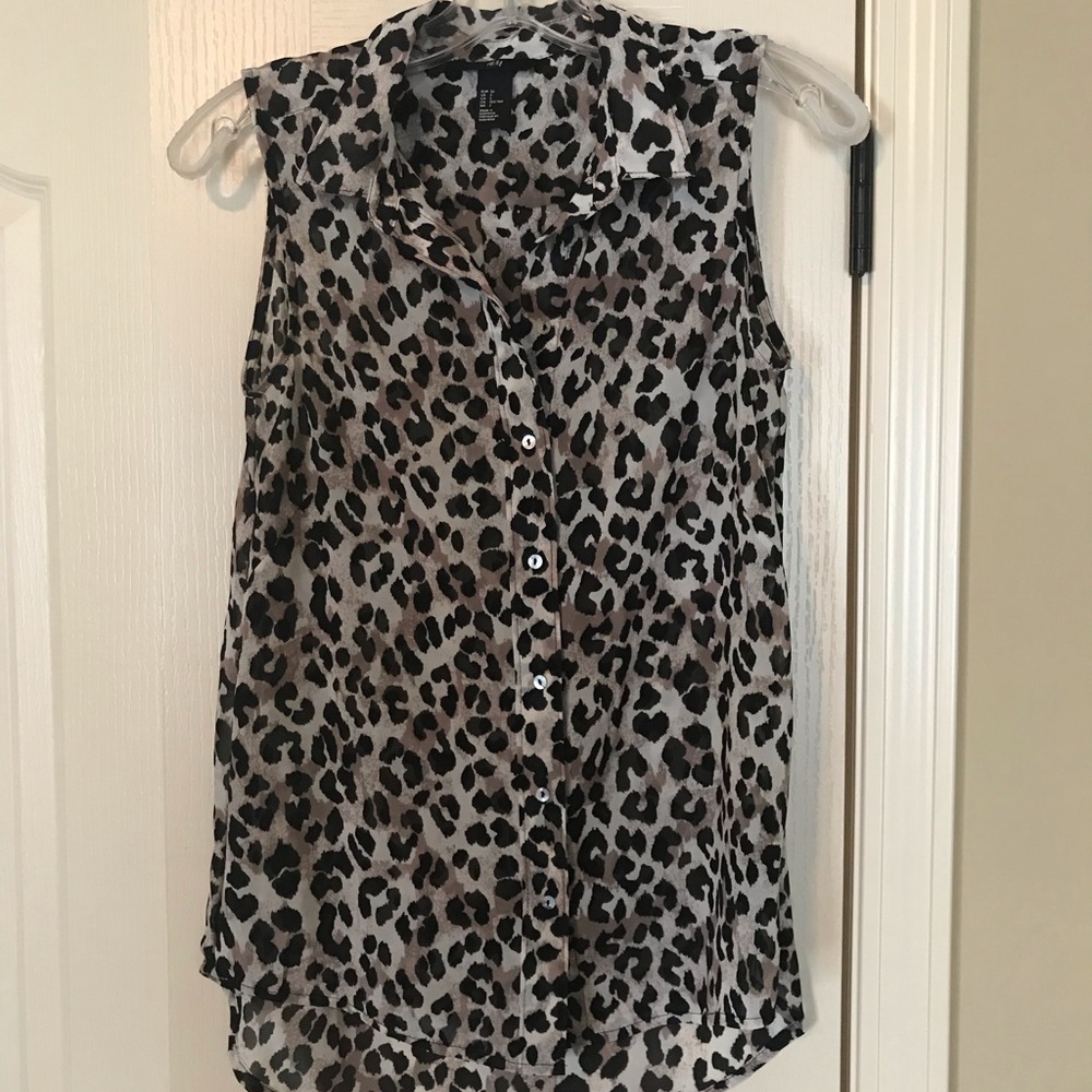 Sheer leopard print blouse